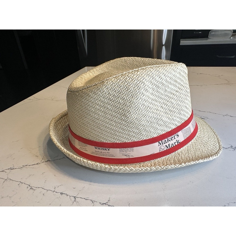 Makers Mark Derby Straw Hat Men's Cream Red Fedora